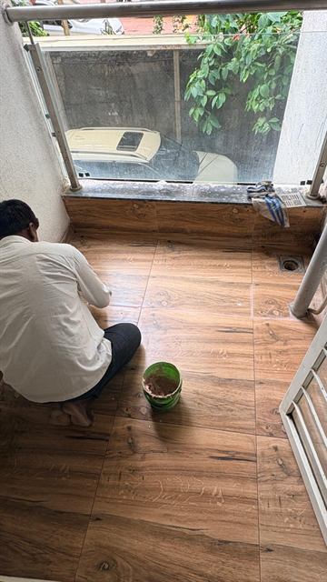 Balcony Wood-Vitrified Tile Epoxy Sealing
